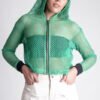 Triene women's net green hoodie with metal zipper