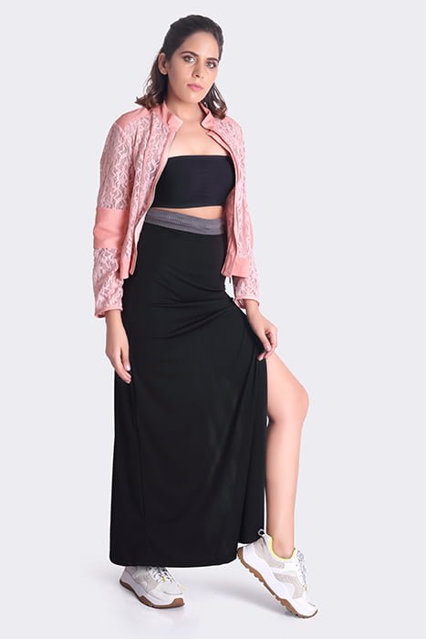 Triene women’s black long split skirt
